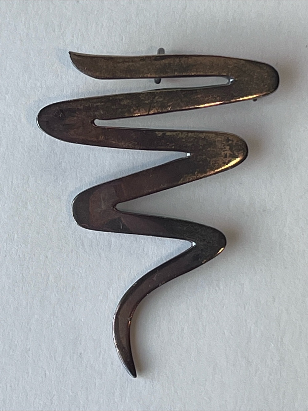 Vintage Mexico 925 Sterling Silver Zig Zag Abstract Brooch Modernist